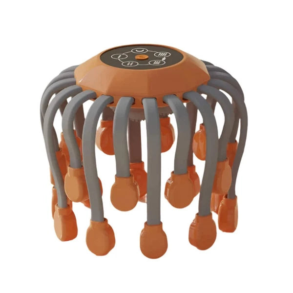 NNEOBA 20-Head Scalp Massager with Red Light Therapy Octopus Scratcher Orange
