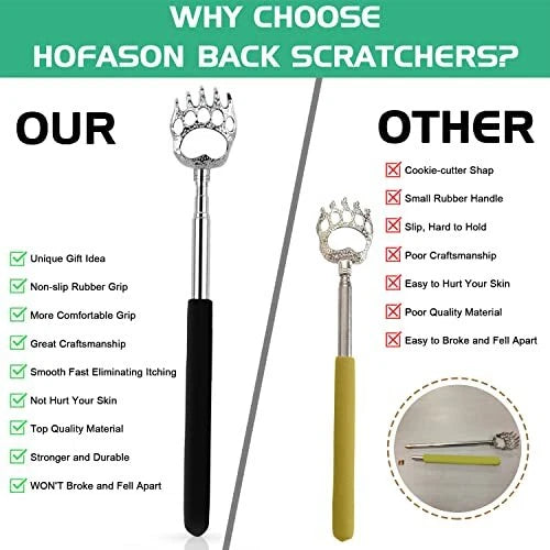 4 Pack Telescoping Back Scratchers Extendable Back Massager for Adults