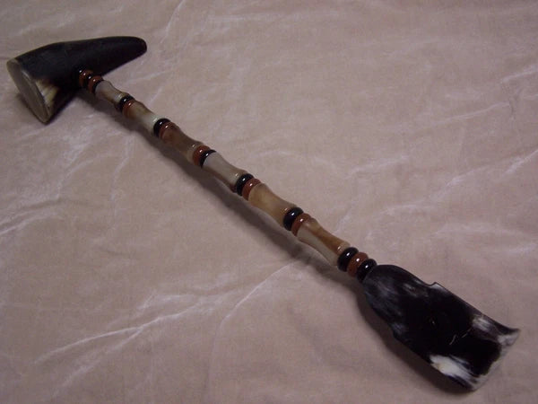 Unique Ox Horn Back Scratcher Beaded Handle