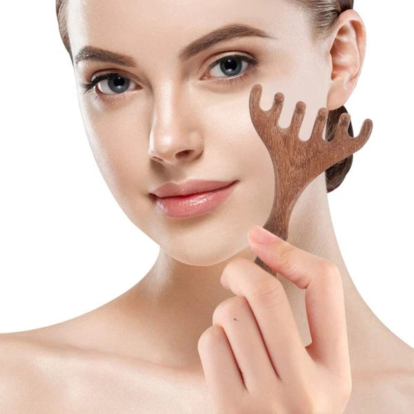 2pcs Wooden Head Massager Comb Wide Tooth Tool Wood Hair Scratcher