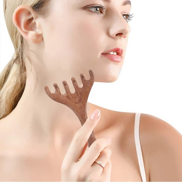 2 Pcs Sandalwood Massager Head Scratcher Tool Scalp Scraping Comb Hair