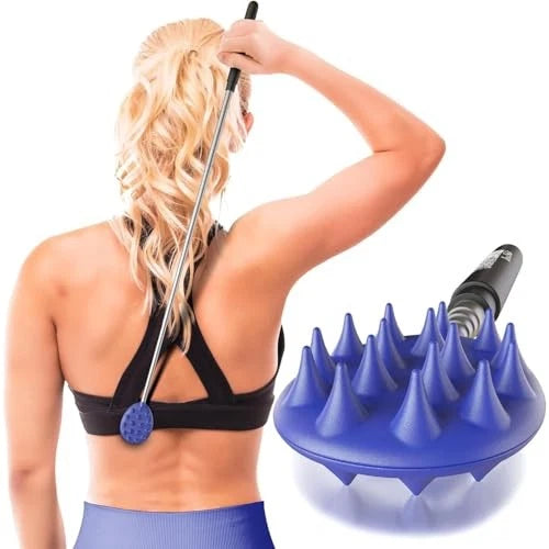 Cactus Back Scratcher for Women, 24.9" Long Extendable Original Stick Blue