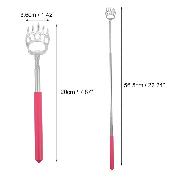 2pcs Extendable Bear Claw Stainless Steel Back Scratcher for Men and Women Pink