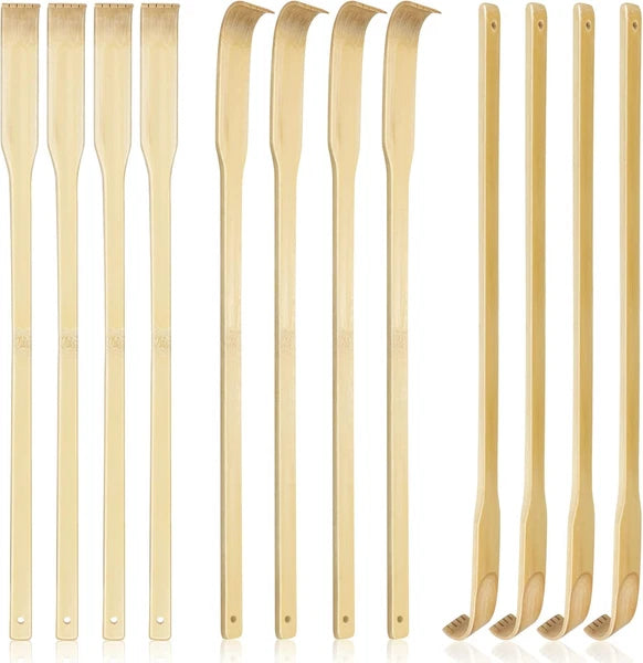12 Pack Bamboo Massager Back Scratcher 16.5 Inch Scalp Foot Home Travel Gift