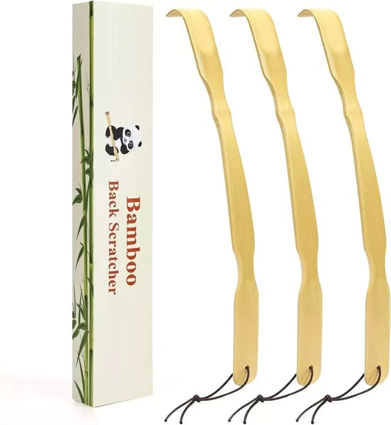 3 Pack Wooden Back Scratcher 17 Inch Curved Long Handle Bamboo Back Scratchers