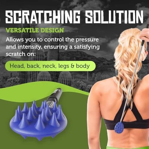 Cactus Back Scratcher for Women, 24.9" Long Extendable Original Stick Blue