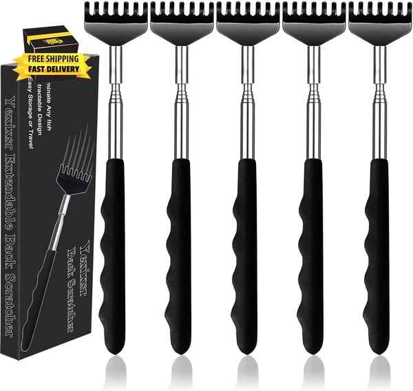 5 Pack Back Scratcher Extendable Metal Portable Back Scratcher for Men Women Adu