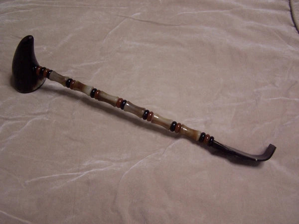 Unique Ox Horn Back Scratcher Beaded Handle