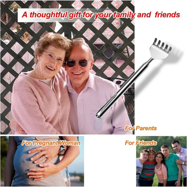8-Pack Portable Telescopic Back Scratchers - Stainless Steel, Travel-Friendly