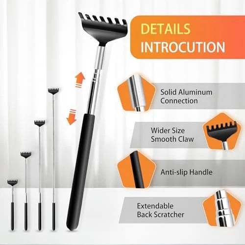 20 Fingers Head Massager Scalp Massager Head Scratcher Extendable Back Black