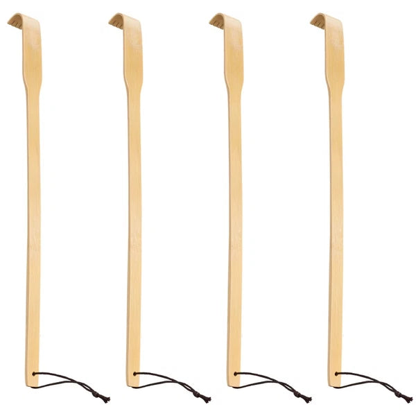 4 Pack Natural Bamboo Back Scratchers Wooden Body Massager for Adult Itch Relief