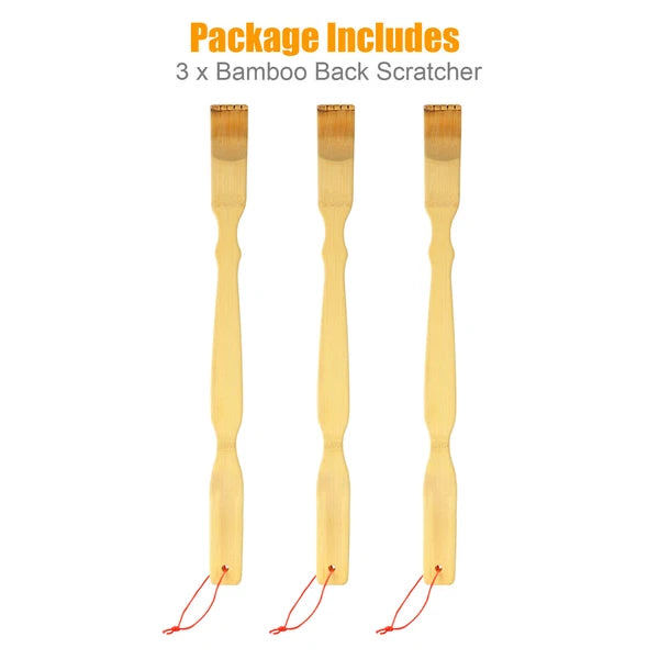 3 Pack Natural Bamboo Back Scratcher Long Reach Pick Itch Relief Tool Portable