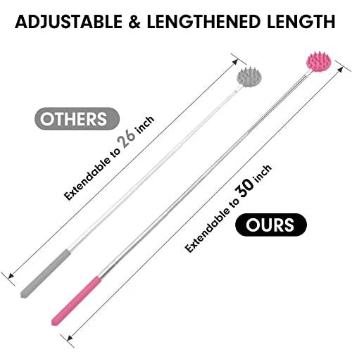 Portable Telescoping Back Scratcher with 3 Detachable Scratching Heads