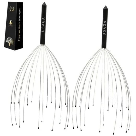 Head Massager Scalp Massager 20 Fingers Head Scratcher for Scalp Body Black