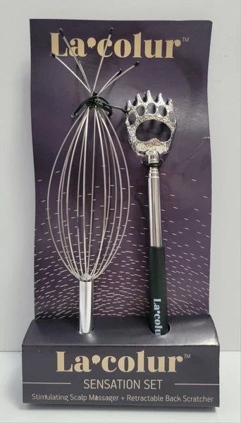 Head Massager (20-Fingers) and Telescopic Back Scratcher 2pc Set *NEW*