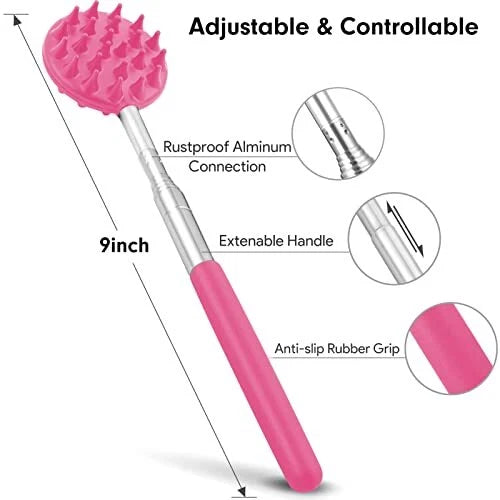 Portable Telescoping Back Scratcher with 3 Detachable Scratching Heads