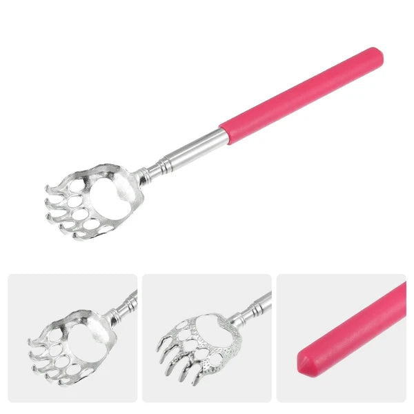 2pcs Extendable Bear Claw Stainless Steel Back Scratcher for Men and Women Pink