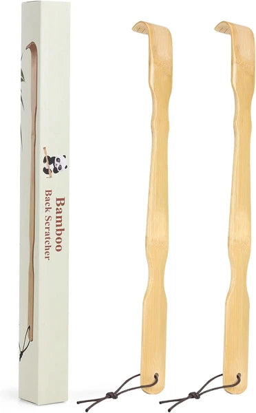 2 Pack Wooden Bamboo Back Scratcher, 17 Inch Long Handle Back Scratchers for Adu
