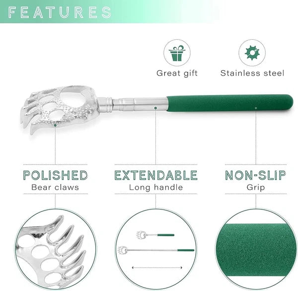 BEAR CLAW BACK SCRATCHER METAL EXTENDING EXTENDABLE MASSAGER PORTABLE TELESCOPIC